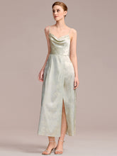 Load image into Gallery viewer, Color=Mint Green | Commercial Wholesale Sleeveless Deep V-Neck Backless Midi Dress with Thigh-High Slit Wedding Guest Dresses-Mint Green 4