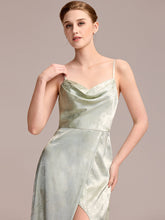 Load image into Gallery viewer, Color=Mint Green | Commercial Wholesale Sleeveless Deep V-Neck Backless Midi Dress with Thigh-High Slit Wedding Guest Dresses-Mint Green 3