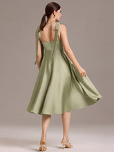 Load image into Gallery viewer, Color=Sage Green | Wholesale V-Neck Sleeveless Tie-Shoulder Midi-Length Satin Dress-Sage Green 2