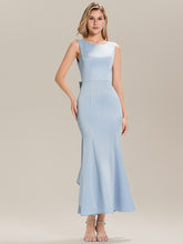 Load image into Gallery viewer, Color=Light Blue | Volume Discounts Strapless Fishtail Ruffled Round Neck Maxi Wedding Guest Dresses-Light Blue 5
