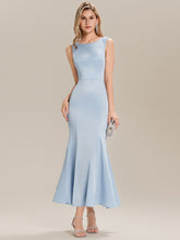 Load image into Gallery viewer, Color=Light Blue | Volume Discounts Strapless Fishtail Ruffled Round Neck Maxi Wedding Guest Dresses-Light Blue 1