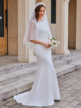 Load image into Gallery viewer, Color=White | Wholesale Round Neck Sleeveless Bodycon Fishtail Floor-Length Wedding Dress-White 4