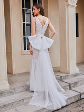Load image into Gallery viewer, Color=Ivory | Wholesale U-Neck Sleeveless Bodycon Fishtail Floor-Length Bridal Dress-Ivory 2