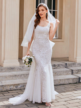 Load image into Gallery viewer, Color=Ivory | Wholesale U-Neck Sleeveless Bodycon Fishtail Floor-Length Bridal Dress-Ivory 4