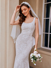 Load image into Gallery viewer, Color=Ivory | Wholesale U-Neck Sleeveless Bodycon Fishtail Floor-Length Bridal Dress-Ivory 3