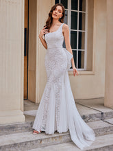 Load image into Gallery viewer, Color=Ivory | Wholesale U-Neck Sleeveless Bodycon Fishtail Floor-Length Bridal Dress-Ivory 1