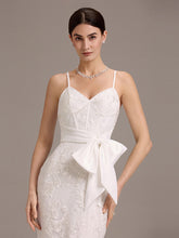 Load image into Gallery viewer, Color=White | Wholesale V-Neck Sleeveless Bodycon Fishtail Floor-Length Wedding Dress-White 5