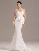 Load image into Gallery viewer, Color=White | Wholesale V-Neck Sleeveless Bodycon Fishtail Floor-Length Wedding Dress-White 1