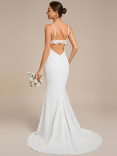 Load image into Gallery viewer, Color=White | Wholesale Square Neck Sleeveless Bodycon Floor-Length Wedding Dress-White 2