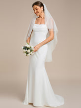 Load image into Gallery viewer, Color=White | Wholesale Square Neck Sleeveless Bodycon Floor-Length Wedding Dress-White 3