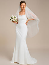 Load image into Gallery viewer, Color=White | Wholesale Square Neck Sleeveless Bodycon Floor-Length Wedding Dress-White 4