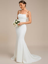 Load image into Gallery viewer, Color=White | Wholesale Square Neck Sleeveless Bodycon Floor-Length Wedding Dress-White 1