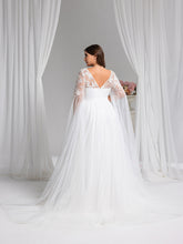 Load image into Gallery viewer, Color=White | Wholesale Sweetheart Long Sleeves A-Line Floor-Length Bridal Dress-White 2