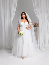 Load image into Gallery viewer, Color=White | Wholesale Sweetheart Long Sleeves A-Line Floor-Length Bridal Dress-White 1
