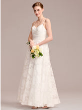 Load image into Gallery viewer, Color=White | Wholesale Spaghetti Strap Sweetheart Floral A-Line Floor-Length Bridal Dress-White 5