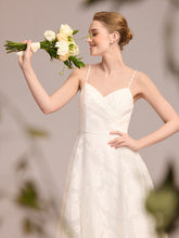 Load image into Gallery viewer, Color=White | Wholesale Spaghetti Strap Sweetheart Floral A-Line Floor-Length Bridal Dress-White 3