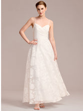 Load image into Gallery viewer, Color=White | Wholesale Spaghetti Strap Sweetheart Floral A-Line Floor-Length Bridal Dress-White 1