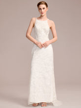 Load image into Gallery viewer, Color=White | Wholesale Spaghetti Strap Open-Back Lace Floor-Length Bridal Dress-White 5