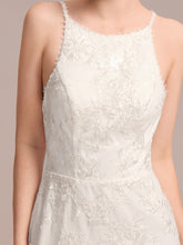 Load image into Gallery viewer, Color=White | Wholesale Spaghetti Strap Open-Back Lace Floor-Length Bridal Dress-White 3