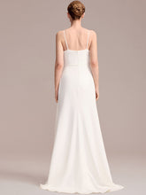 Load image into Gallery viewer, Color=White | One Stop Shop Sleeveless Fishtail Deep V-Neck Embroidered Wedding Dress with Ribbons-White 2
