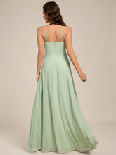 Load image into Gallery viewer, Color=Mint Green | Ever Pretty Wholesale Spaghetti Straps Asymmetrical Split &amp; Padded Bust Chiffon Bridesmaid Dress-Mint Green 2
