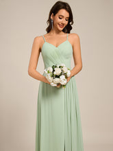 Load image into Gallery viewer, Color=Mint Green | Ever Pretty Wholesale Spaghetti Straps Asymmetrical Split &amp; Padded Bust Chiffon Bridesmaid Dress-Mint Green 5