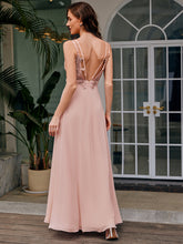 Load image into Gallery viewer, Color=Pink | Ever Pretty Wholesale Backless Chiffon Bridesmaid Dresses with Pleated &amp; Applique Details-Pink 2