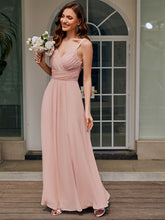 Load image into Gallery viewer, Color=Pink | Ever Pretty Wholesale Backless Chiffon Bridesmaid Dresses with Pleated &amp; Applique Details-Pink 3