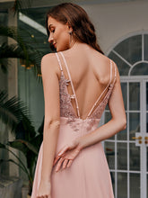 Load image into Gallery viewer, Color=Pink | Ever Pretty Wholesale Backless Chiffon Bridesmaid Dresses with Pleated &amp; Applique Details-Pink 5