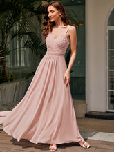 Load image into Gallery viewer, Color=Pink | Ever Pretty Wholesale Backless Chiffon Bridesmaid Dresses with Pleated &amp; Applique Details-Pink 1