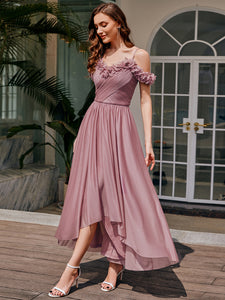 Color=Purple Orchid | Wholesale Spaghetti Strap Cold Shoulder A-Line Long Bridesmaid Dress-Purple Orchid 3