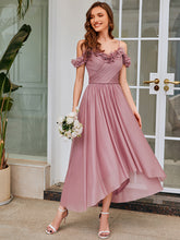 Load image into Gallery viewer, Color=Purple Orchid | Wholesale Spaghetti Strap Cold Shoulder A-Line Long Bridesmaid Dress-Purple Orchid 1