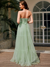Load image into Gallery viewer, Color=Mint Green | Wholesale Sweetheart Neckline A-Line Sleeveless Long Tulle Bridesmaid Dress-Mint Green 2