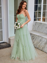 Load image into Gallery viewer, Color=Mint Green | Wholesale Sweetheart Neckline A-Line Sleeveless Long Tulle Bridesmaid Dress-Mint Green 3