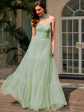 Load image into Gallery viewer, Color=Mint Green | Wholesale Sweetheart Neckline A-Line Sleeveless Long Tulle Bridesmaid Dress-Mint Green 4