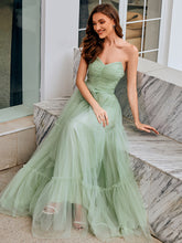 Load image into Gallery viewer, Color=Mint Green | Wholesale Sweetheart Neckline A-Line Sleeveless Long Tulle Bridesmaid Dress-Mint Green 5