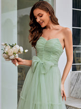 Load image into Gallery viewer, Color=Mint Green | Wholesale Sweetheart Neckline A-Line Sleeveless Long Tulle Bridesmaid Dress-Mint Green 6