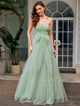 Load image into Gallery viewer, Color=Mint Green | Wholesale Sweetheart Neckline A-Line Sleeveless Long Tulle Bridesmaid Dress-Mint Green 1