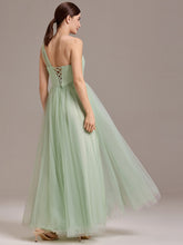 Load image into Gallery viewer, Color=Mint Green | Wholesale Pricing Sleeveless Asymmetrical A-Line Floor Length Dress with Thigh-High Slit, Bridesmaid Dresses-Mint Green 2