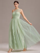 Load image into Gallery viewer, Color=Mint Green | Wholesale Pricing Sleeveless Asymmetrical A-Line Floor Length Dress with Thigh-High Slit, Bridesmaid Dresses-Mint Green 4