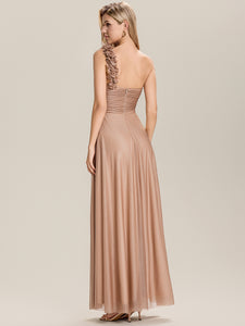 Color=Rose Gold | One Stop Shop Sleeveless Floral Pleated Backless A-Line Floor Length Bridesmaid Dresses-Rose Gold 2