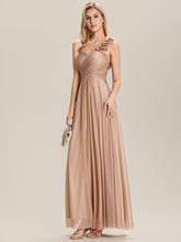 Load image into Gallery viewer, Color=Rose Gold | One Stop Shop Sleeveless Floral Pleated Backless A-Line Floor Length Bridesmaid Dresses-Rose Gold 4