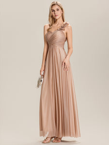 Color=Rose Gold | One Stop Shop Sleeveless Floral Pleated Backless A-Line Floor Length Bridesmaid Dresses-Rose Gold 4