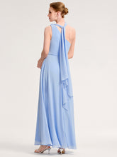 Load image into Gallery viewer, Color=Ice Blue | Sleeveless A-Line Floor Length Asymmetrical Dress with Thigh-High Slit-Ice Blue 2