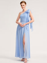 Load image into Gallery viewer, Color=Ice Blue | Sleeveless A-Line Floor Length Asymmetrical Dress with Thigh-High Slit-Ice Blue 4