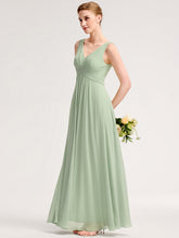 Load image into Gallery viewer, Color=Mint Green | Sleeveless V-Neck Backless A-Line Floor Length Bridesmaid Dresses-Mint Green 4