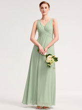 Load image into Gallery viewer, Color=Mint Green | Sleeveless V-Neck Backless A-Line Floor Length Bridesmaid Dresses-Mint Green 5