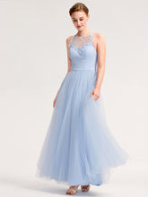 Load image into Gallery viewer, Color=Ice Blue | Bulk Order Sleeveless Halter Neck Floral Appliques A-Line Floor Length Bridesmaid Dresses-Ice Blue 4
