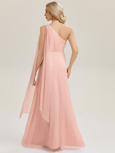 Load image into Gallery viewer, Color=Pink | Bulk Order Sleeveless Asymmetrical A-Line High Stretch Floor Length Bridesmaid Dresses-Pink 2