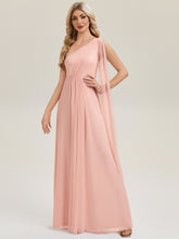 Load image into Gallery viewer, Color=Pink | Bulk Order Sleeveless Asymmetrical A-Line High Stretch Floor Length Bridesmaid Dresses-Pink 4